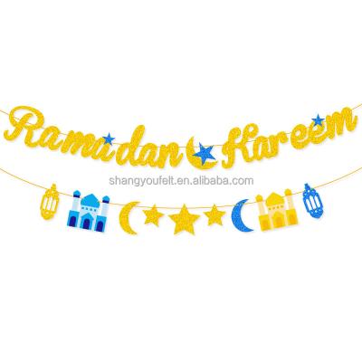 China Durable Hot Sale Ramadan Kareem Flower Banner For ID Al Fitr Ramadan Party Decoration for sale