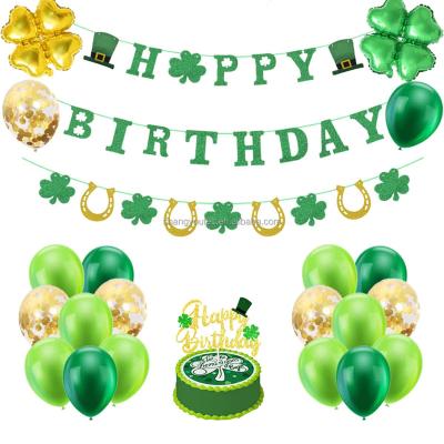 China Hanging Decor Garland Banner Clover Durable St. Patrick's Day Happy Birthday Party Decorations for sale