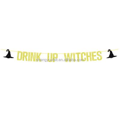 China Durable Wholesale Happy Mystery Party Witch Banner Halloween Decorative Instant Paper Banner for sale