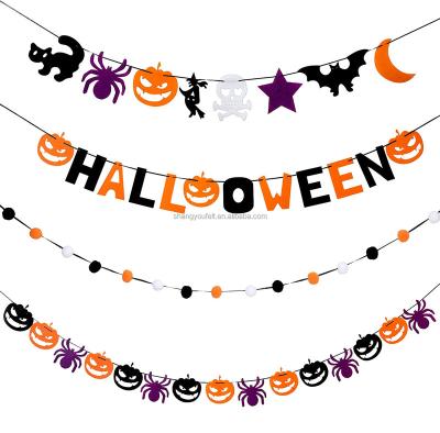 China Durable Wholesale Happy Halloween Wall Decoration Halloween Pumpkin Spider Banner for sale