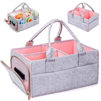 China Hot Selling Felt Diaper Bag Portable Baby Diaper Storage Cart Toys Tote Organizer Viable Large for sale