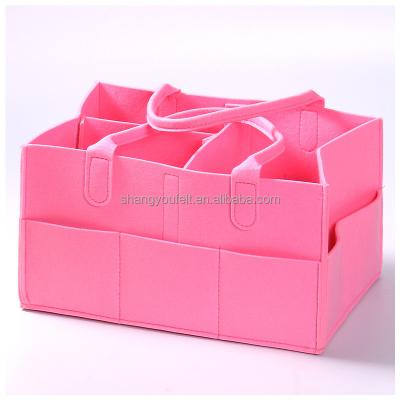 China Viable Portable Felt Diaper Bag For Baby Diapers Can Be Customized Travel Folding Storage Basket for sale