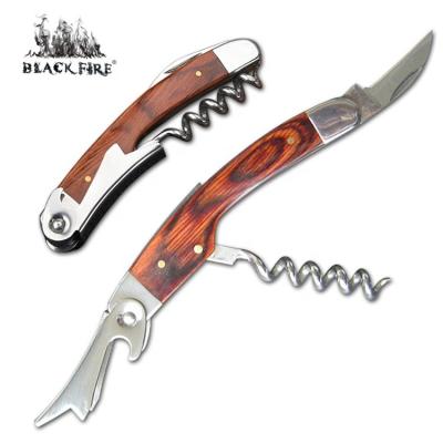 China Luxury fine polishing wine knife with corkscrew and Pakawood handle, bottle opener with corkscrew for wine - gift for sale