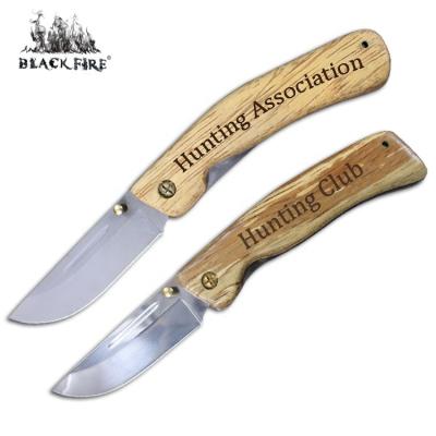 China Handy Edge Handy One Hand Opening Knife with Wooden Handle for Outdoor Hunting, Camping and Self Defense for sale