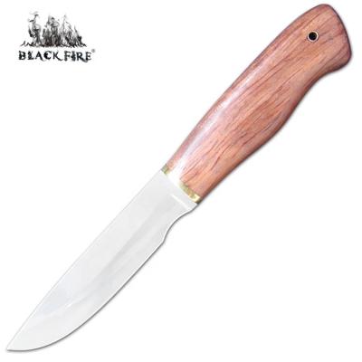 China Laser Drawing Customized Lightweight Outdoor Fixed Blade Knife With Ergonomic Wooden Handle For Lady Hunting And Camping for sale