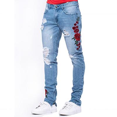 China Color Fade Proof Fashion Men's Pants Mens Design Denim Pants Embroidered Jeans for sale