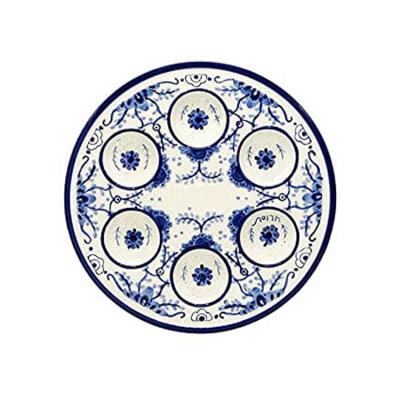 China 2022 Viable Large Best Quality Passover Seder Embroidered Round Ceramic Seder Board For Pesach Lunch Or Dinner for sale