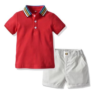 China Baby Boy Clothing Sets Casual Red Causal Red Boys Cotton T-shirt+Summer Short Pants Kids T-shirt Shorts Set for sale