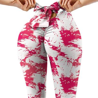 China Xsunwing Breathable Wholesale Tie Dye Print Seamless Yoga Butt Gaiters Crac! crack! With Pocket Sports Yoga Pants Suppliers Womens Gaiters for sale