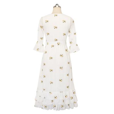 China Anti-Wrinkle Satin Hand Embroidered Embroidery Chiffon Dress for sale