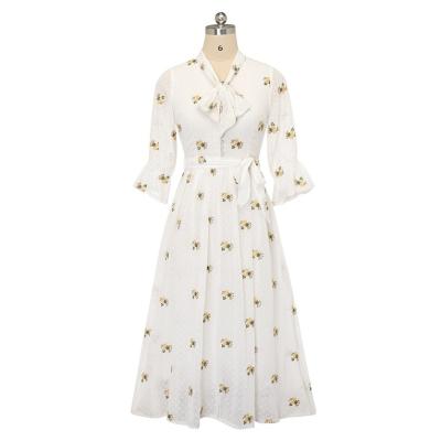 China Factory Direct High Quality Sustainable Comfortable Woman Printed Long Dress White for sale