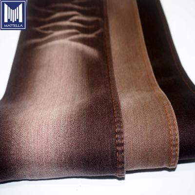 China Wholesale Shrink-Resistant OEM Customized Brown Color 10oz 11oz Cotton Spandex Satin Satin Women Jackets Jeans Stretch Denim Fabric for sale