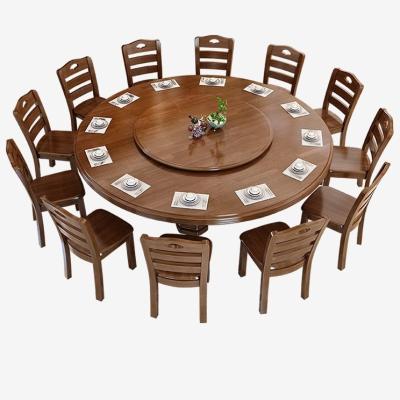 China Hotel 12 16 Person Chinese Style Rotary Table Chair Combination New Modern Solid Wood Round Box Carved Dining Table Chair Set for sale