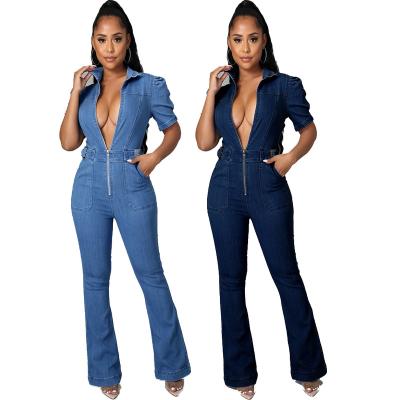 China Sexy Rompers Cami Jumpsuit With Pocket Anti-pilling Denim Zipper Overalls Ladies Casual Overalls Ladies Jeans Women for sale