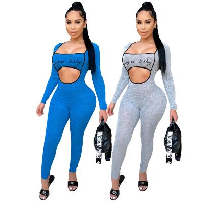 China 2021 QUICK DRY new sexy hollow letter printing sexy nightclub jogger overalls for sale