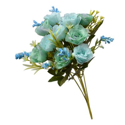 China Silk Flower Silk Bouquets Fake Roses Artificial Flowers Bulk For Bridal Bridesmaid Rose Vase Vintage Wedding Home Decor Bouquet for sale