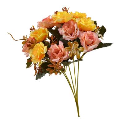 China Fake Artificial Silk Bouquet Mini Rose Christmas Wedding Home Decoration Tombstone Silk Decoration for sale