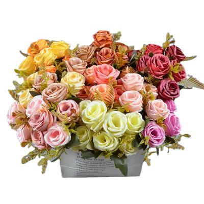 China Silk Flowers Wedding Wholesale Silk Flower Bouquet Artificial Silk Rose Decoration Bouquet for sale