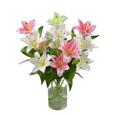 China Lily Flowers Fake Real Touch Artificial Silk Lilies For Home Office Decor Wedding Bouquet Decoration Table Centerpiece for sale