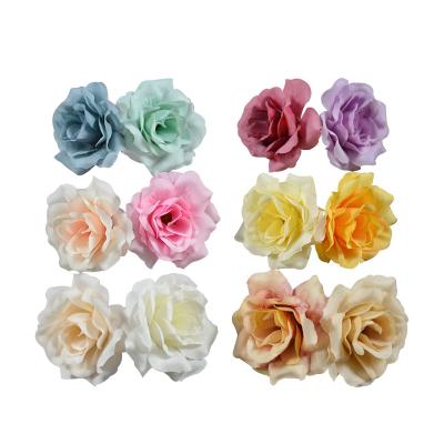 China Best Selling Artificial Flower Silk Small Diamond Rose Heads Silk Rose Head for Home Ministry Wedding Cake Decor for sale