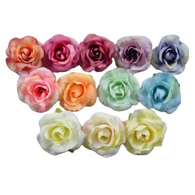 China Retro Small Rose Head For Home Office 1.57Inch Color Silk Artificial Flower Hotel Wedding Wedding Christmas Tables Decorations for sale