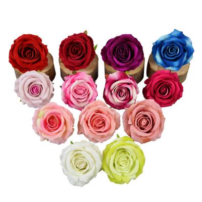 China Wholesale Silk Velvet Rose Flower Real Touch Silk Flower Head Flow Artificial Flower For Home Office Hotel Wedding Christmas for sale