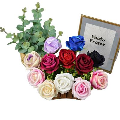 China Artificial Velvet Rose Flower Heads Fake Velvet Rose for Wedding Baby Show Cake Decoration for sale