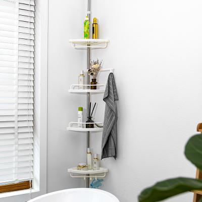 China Hot Selling Shelf Bathroom Supplies Stocked Retractable Divider With Rod Bathroom Corner Bracket Hanging Shelf for sale