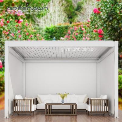 China Easily Assembled Open Roof 3x4 Outdoor Motorized Aluminum Pergola With Canopies And Side Curtain for sale