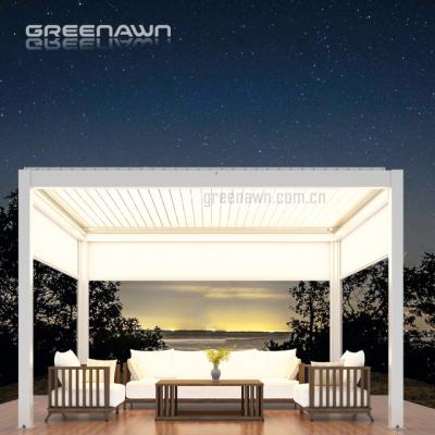 China Easily Assembled Villa Pergola 3X4 Motorized Canopy Adjustable Roof Aluminum Metal Pergola With Led System for sale