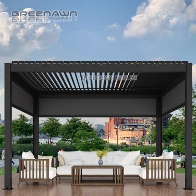 China Aluminum Exterior Cheap Glass System Easily Assembled Kit Chinese Style Automatic Roof 3x4 Pergola for sale