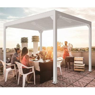 China Modern Design Sunshade Party Rainproof Outdoor Louvered Roof Aluminum Manual Pergola Easily Assembled for sale