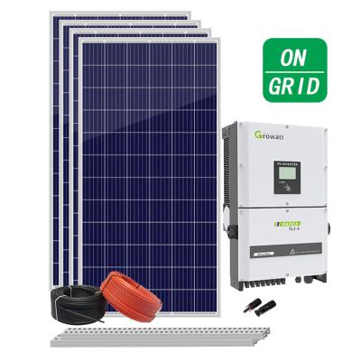 China Home comercial 3kw 3000W 30 KVA 50kw 3 phase mono gridtie solar panel power kit grid tie system 1200w on grid for sale