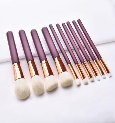 China Angular Blush New Arrival 10 Pcs Make Up Brushes Brown Cosmetic Diamars Hair Brush Custom Logo Make Up Brushes for sale