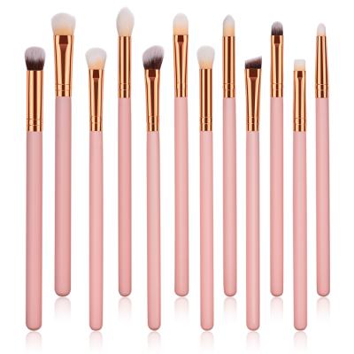 China Angular Blush Makeup Brush High Quality Pink Color Wooden Eye Brush For Eyebrow In Stock for sale