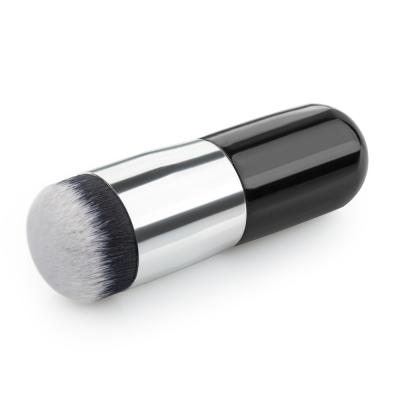 China Design Portable Professional Cute Black Silver Powder Big Blush Makeup Single Brush Flat Brush for sale