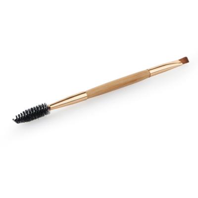 China Portable Bamboo Handle Dual End Makeup Brush Eyelash Brush Eyebrow Brush Skin-friendly for sale