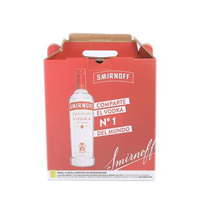 China Recyclable Custom Printing Corrugated Kraft Paper Box Carrying 6 Pack Wine Beer Bottle for sale