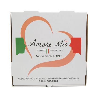 China Shanghai Recyclable Wholesale Custom Logo Printed Food Grade Package Paper Pizza Box Take Away for sale