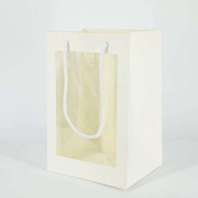 China Logo Print Jewelry Paper Bag Custom Recyclable With PVC Window Fancy Paper Bag Packaging For Jewelry for sale