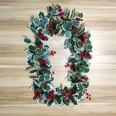 China Hot Selling Plastic Christmas Artificial Vine With Pinecones And Red Fake Berries Vines Home Decor for sale