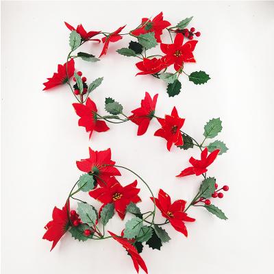 China Factory New Arrivals Indoor Outdoor Hanging Vine Plastic Artificial Red Flower Christmas Vines for sale