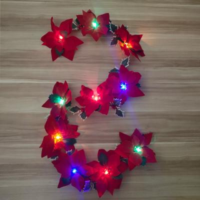 China Plastic Luminous Artificial Red Vines Flowers Plant Fake Christmas Hanging Led Vines Christmas Home Decorations for sale