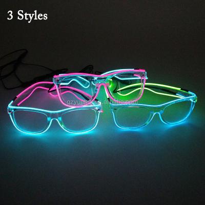 China Steady On/Slow Flashing/Fast Flashing/Off Steady Hot DC-3V On Inverter EL Wire LED Glowing Transparent Sunglasses Glasses Dance Party Decorative DJ Party Supplies for sale