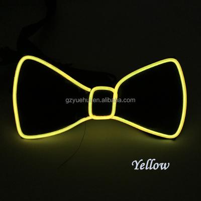 China New Design Fashion Striped Light Up LED Neck Tie Fluorescent EL Scarf White Light For Party Decoration Led Neon Bow Tie for sale