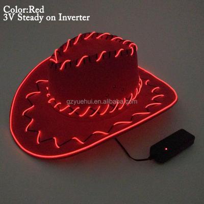 China Steady On/Slow Flashing/Fast Flashing/Off Fashionable Fashion Strip Cowboy Hat EL Wire Rope Tube Adults Glowing Glowing Glowing Led Gorgeous Hat For Fluorescent Dance Party for sale