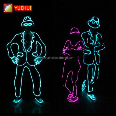 China Regular On/Off Multicolor EL Wire Charming Young Handsome Man Suit New Style Make Up Party Prom Decor Led Strip Luminous Suit By 12V for sale