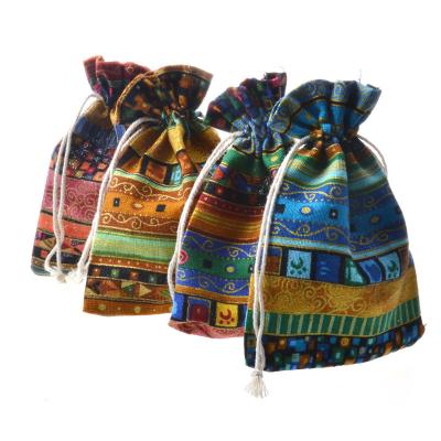 China Retro Egyptian Ethnic Style Jewelry Stripe Drawstring Bag Storage Packaging Coin Pouches Candy Gift Bags Egyptian for sale