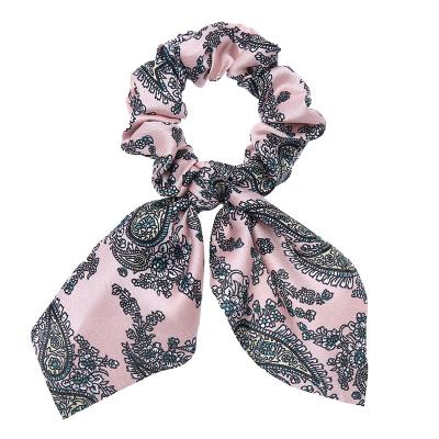 China Custom Elastic Hair Decoration Hair Bands Ponytail Holder Knot Scrunchy Women Flower Ribbon Scrunchies For Women for sale