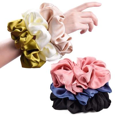 China Newest Fashion Grils Women Hair Accessories Custom Large Satin Luxury Silk Scrunchies Scrunchies Slides Silk Hair Scrunchies Hair Ties for sale